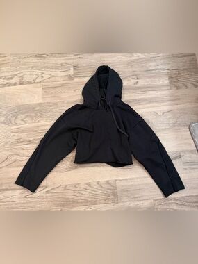 ALO Effortless Cropped Black Turtleneck Hoodie Size Medium